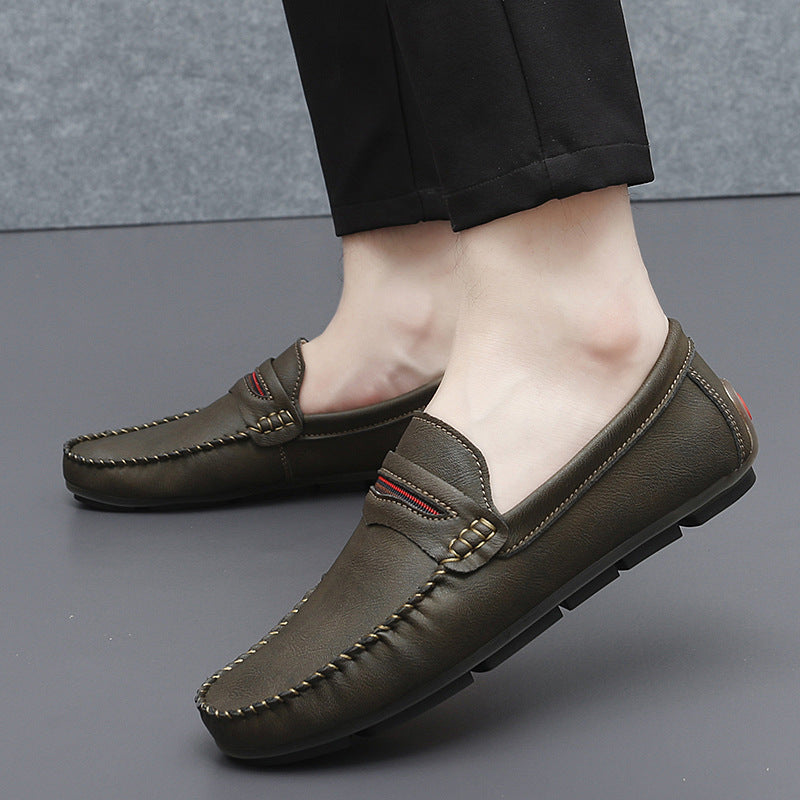 Men's Slip-On Casual Lightweight Shoes – Breathable PU Loafers | Black Khaki White Brown